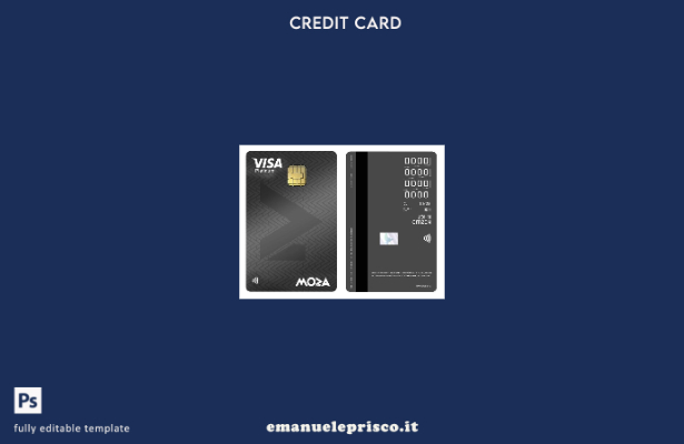 modello di carta verticale di credito platino visto Mozambico Moza Bank in stile